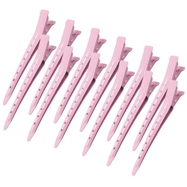 24Pcs Duck Billed Hair Clips for Styling Sectioning, Metal Hair Clips for Women Long Hair, Metal Alligator Curl Clips for Hair Roller Salon(Pink)