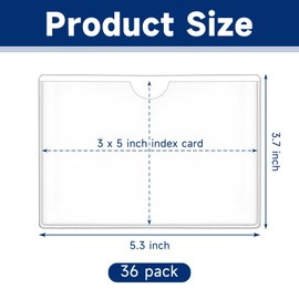 Mauproy 36Pcs Adhesive 3" x 5" Index Card Pockets, Clear Label Holders with Top Open for Loading, Plastic Pocket Sleeves for Organizing Storage Bins, Library Cards, Shelves