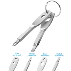 Screwdriver Keyring Set Comprise Flathead Screwdriver and Phillips Screwdriver&Wrench Tool,Portable Keychain Screwdriver Men Keychain Tool Gift(Silver)