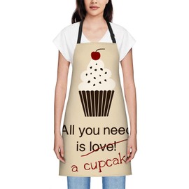 Smooffly All You Need is a Cupcake Apron Adjustable Bib Chef Aprons Cooking Apron Unisex Women Men Aprons Perfect for Home Kitchen, Baking, Gardening, Restaurant, Coffee house BBQ
