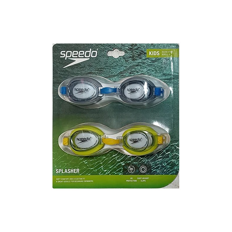 Speedo Kids Splasher Goggles Pack of 2 - Grey/Lime