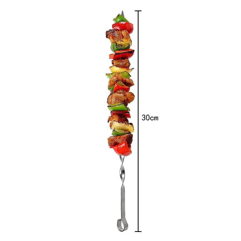 Barbecue Skewers, 10 PCS Flat Long Reusable Steel Metal Skewers