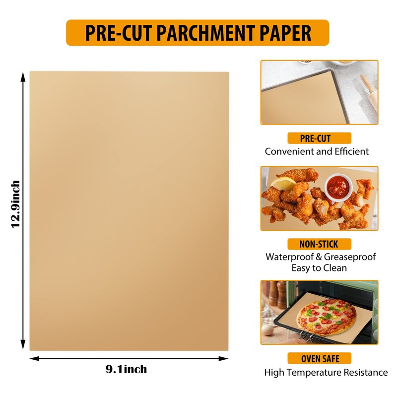 200 Pcs Parchment Paper Sheets 9 x 13 Inches, Precut
