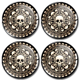 SkinoEu 4 x 60mm 3D Gel Car Wheel Centre Universal Rims Hub Center Stickers Decals For Caps Vehicle Auto Tuning Emblem Skull A 7160