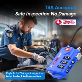 Bright Colors, TSA Approved Luggage Locks 4 Pack, Re-settable Combination with Alloy Body, Blue 4 Locks.