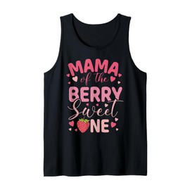 Mama Of The Berry Sweet One Strawberry First Birthday Tank Top