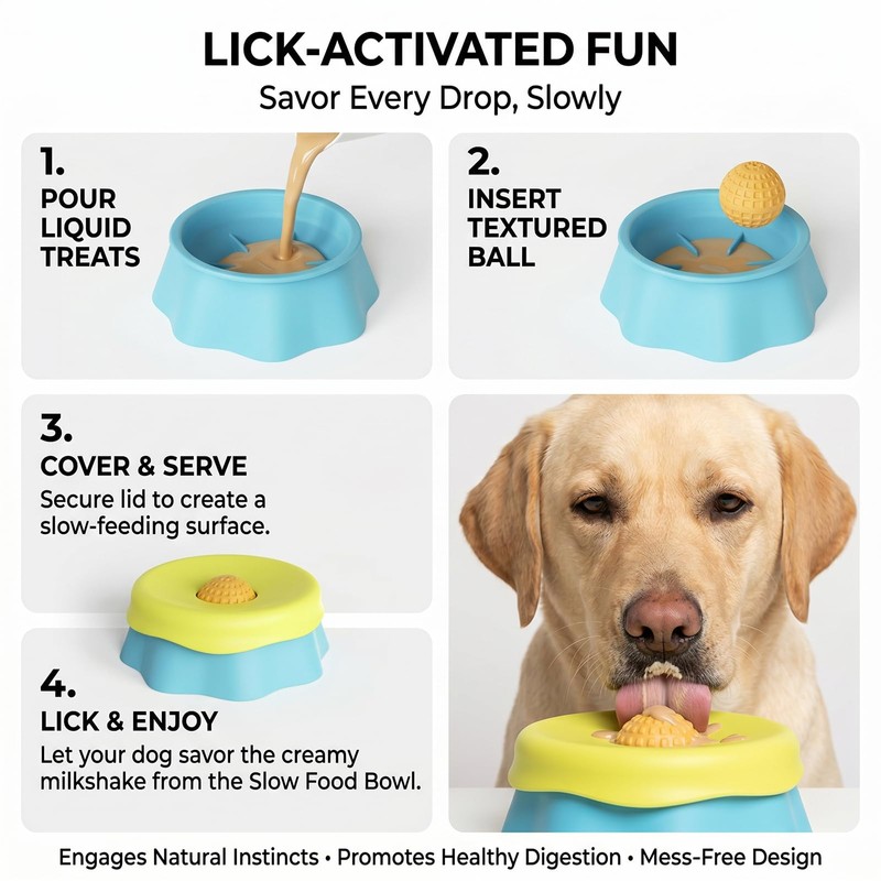 ABOAT Dog Lick Bowl Slow Feeder Rolling Ball Calming Liquid