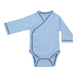 metistex Boys Baby Bodysuit Long Sleeve 9-12 Months Pack of 3 Baby Wrap Bodysuit Made of 100% Cotton with Press Studs, Blue/cream/white