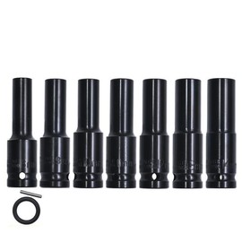 7Pcs Impact Socket Set, Metric 6 Point Drive Deep Socket for Automotive Trucks Tractors Engines Repairing DIY Mechanic Tool (8mm-14mm)