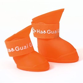 Botas Impermeables para Perros, Antideslizantes y Ajustables, Diferentes Colores, Incluye Estuche (S, Naranja)