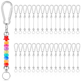 DIVINA VITAE 30Pcs Beadable Keychain Bars Sliver Bulk Blank Beadable Keychains Cute Metal Keychains Bar DIY Keychain Supplies for Women Men(Silver)