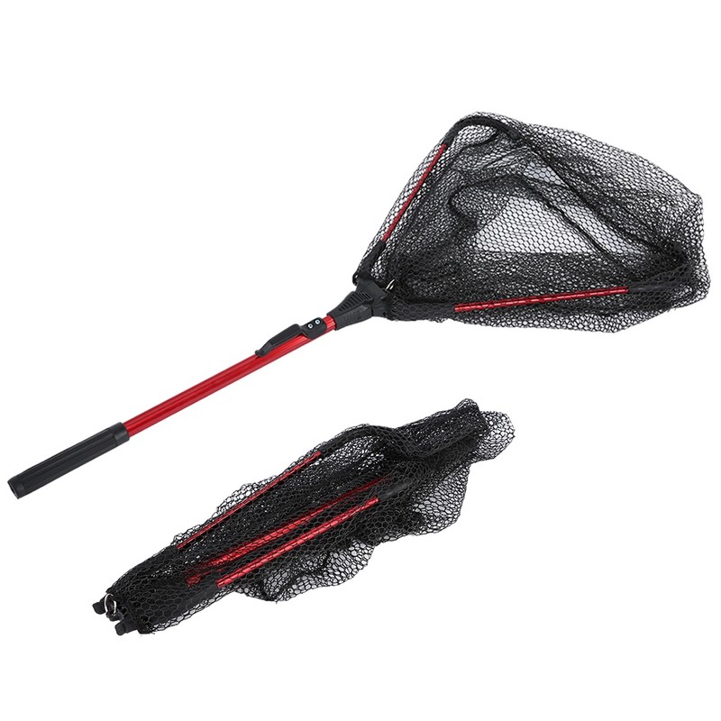 Portable Aluminum Alloy Foldng Fishing Landing Net Pole Plastic Handle