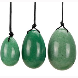 TOP-VRA Jade Oval Crystal Bead Stone 3PCS Crystal Quartz Chakra Healing Yoga Exercise to Train Women Muscles Exercise-(Green Aventurine)