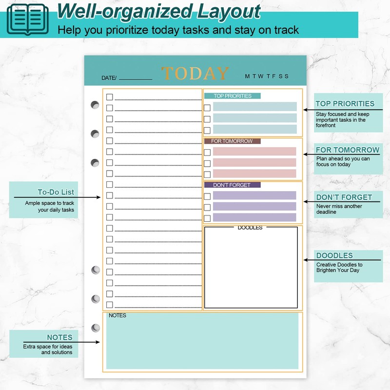 A5 To Do List Refill Paper Daily Planner Undated 3