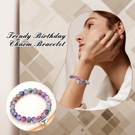 Sistble 50th Birthday Gifts for Her, 50 Year Old Gifts for Women Beaded Bracelets Birthday Gift Ideas Love Heart Bracelet Mothers Valentines Day Retirement Gifts Jewelry for Mom Grandma