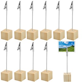 Doafoce Pack of 20 Wooden Photo Holders with Clips, Postcard Holder, Wooden Photo Stand, Photo Holder with Clips, Memo Clip Holder, Stand, Note Holder for Home Decoration, Party, Office, Wedding (B)