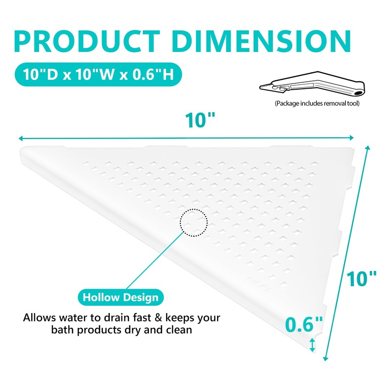 Qeke Bathroom Corner Shelf, Recessed 10" Shower Shelf Caddy, SUS304