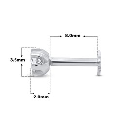 0.10cttw Lab-Grown Diamond Set 14K White Gold Nose Stud Lip Labret Monroe Ring 20 Gauge - Internally Threaded with Screw Post) | Women's Diamond Nose Ring |Diamond Color- E-F Diamond Clarity-VS2