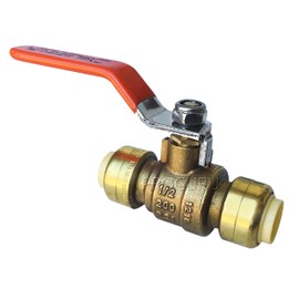 PROCURU 1/2-Inch PushFit Forged Brass Ball Valve, Push-to-Connect Full Port, Heavy Duty Valve for Copper, PEX, CPVC, Certified Safe (1/2", 1-Pack)