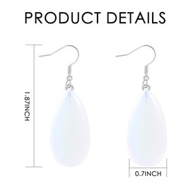 Natural Stone Gemstone Opal Earrings Long Dangle Teardrop Earrings for Women