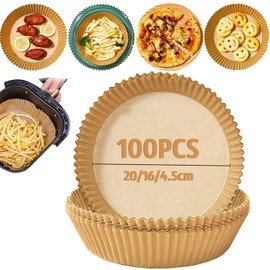 VEKENSEE 100 pack Revestimiento de Papel Desechable para Freidora de Aire, 6.3 Pulgadas Papel para Freidora de Aire, Papel de Cocina para Freidora de Aire no Absorbente y Antiadherente