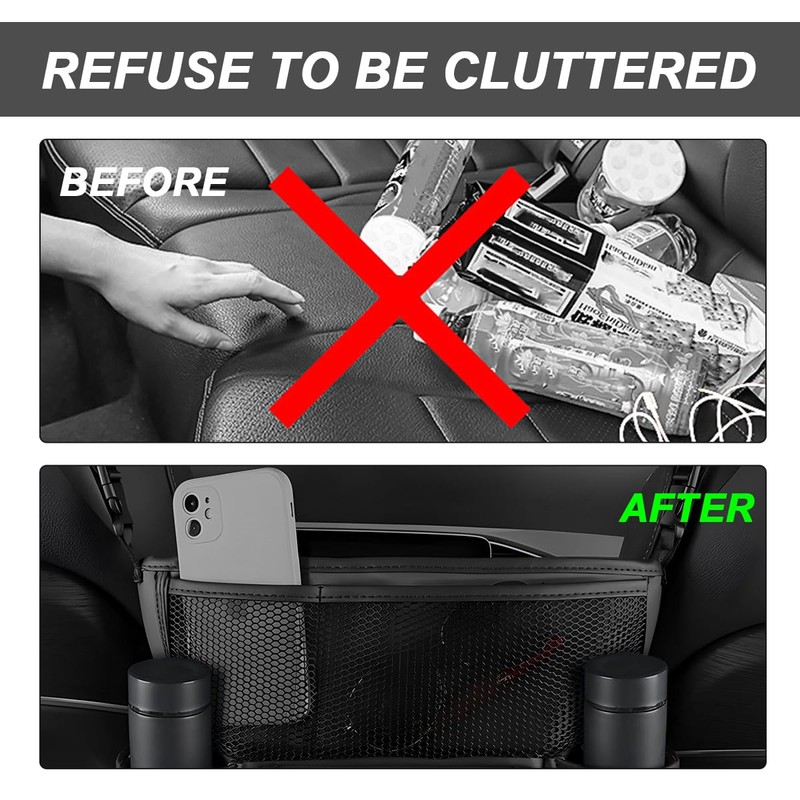 NYTKL Car Handbag Holder Between Seats, Large Capacity Leather Organizer