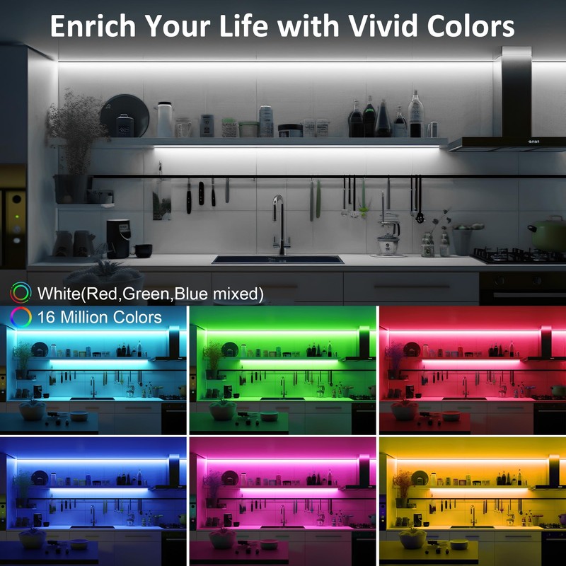 LAFULIT 10 PCS RGB Under Cabinet Lights Kit, App and