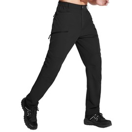 ISEEGZ Men's Hiking Pants, Quick Dry Travel Pants Men Lightweight Outdoor Large Pocket Casual Work Pants Water-Resistant Black