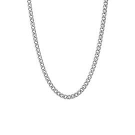 Men Sturdy Cuban Link Chain,Silver Stainless Steel Necklace, Anti-Tarnish Anti-Allergies, Hip Hop Miami Rapper Necklaces for Men Homme,5MM Width 60 CM