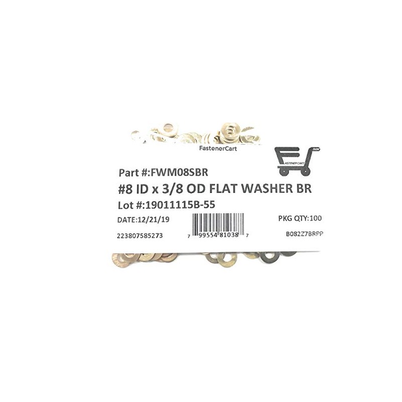 #8 ID x 3/8 OD Solid Brass Flat Washer (100