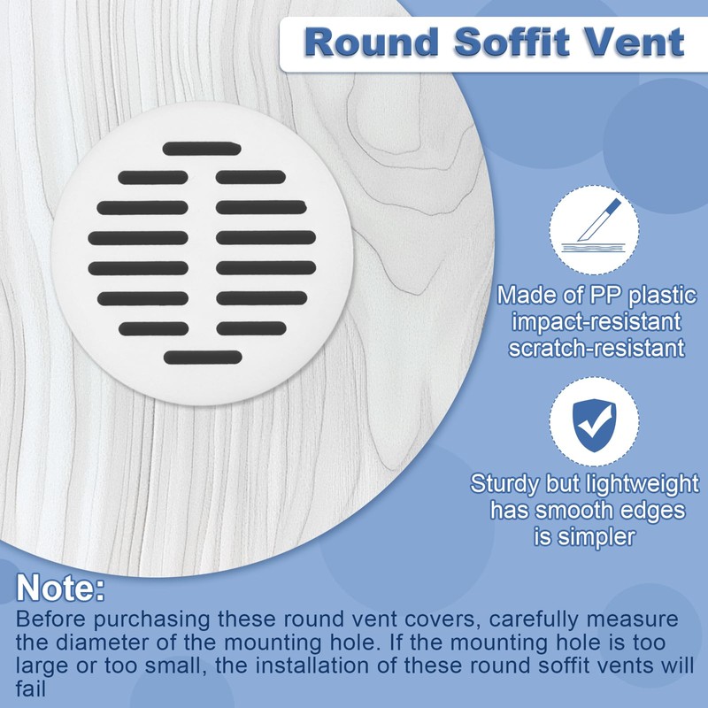 sourcing map Round Soffit Vents 1 inch, 32Pcs White Plastic