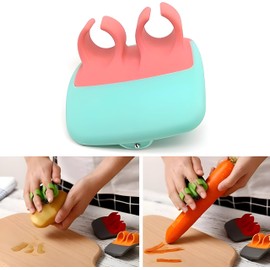 Finger Grip Vegetable Palm Peeler Peeling Fruit Carrot Potato Cucumber with Comfortable Hand Kitchen Rubber Tool (1 pc) (Pink+Blue)