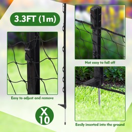 GliCraft Cricket Ball Stop Net Backstop 66ft x 3ft Post and Net Package for Backyard Heavy Duty Removable Barrier Defensive Netting for Outdoor Yard Dog Fence