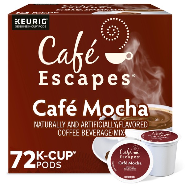 Café Escapes Café Mocha Coffee Beverage, Single-Serve Keurig K-Cup Pods,