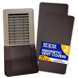 SEAL360 Magnetic Vent Covers (3-Pack), Pockets for Complete Seal, 5.5" X 10" (Brown) for Floor, Wall, or Ceiling Vents and Air Registers, for RV, Home HVAC and AC Vents, Vent Not Included