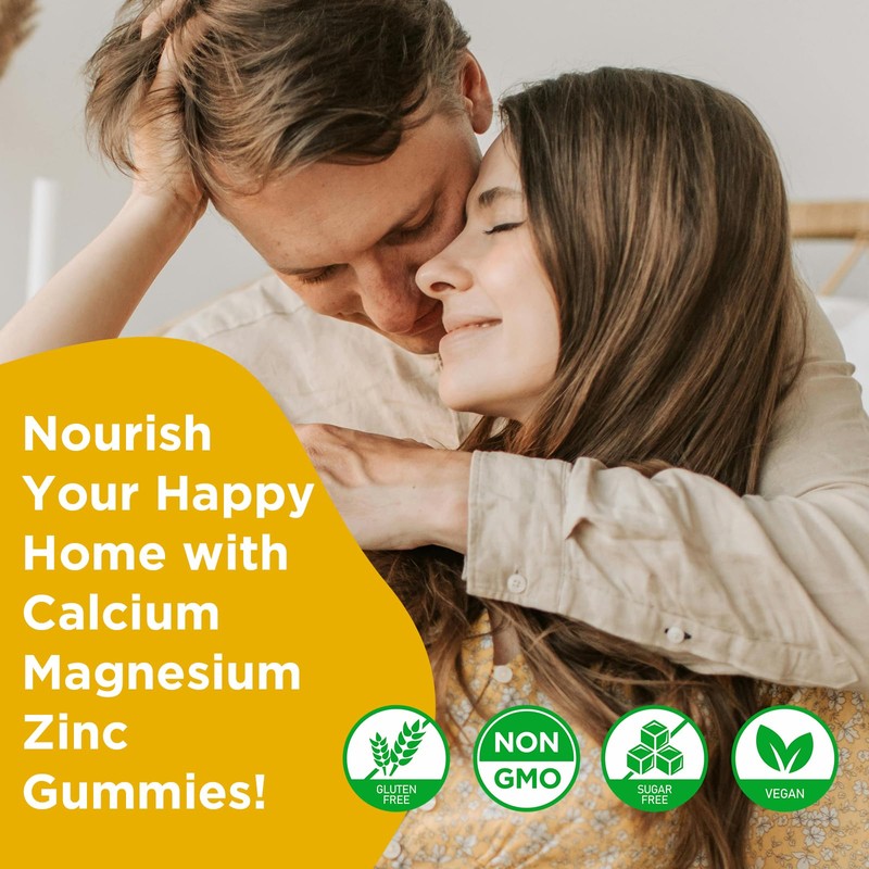 Calcium Magnesium Zinc Gummies with Vitamin D3, Sugar Free Calcium