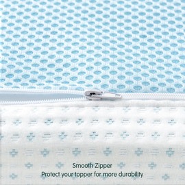 CHUN YI Mattress Topper Cover (Cover Only) Cal King Size, 2 Inch Zippered Mattress Protector Rayon Made from Bamboo, Mattress Encasement with Adjustable Straps