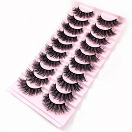 False Eyelash Extensions Lashes Set Cat Eye Curly Lashes 6D Lightweight Natural Comfortable Demi Wispy Russian Reusable Wispy 10 Pairs Set Packs