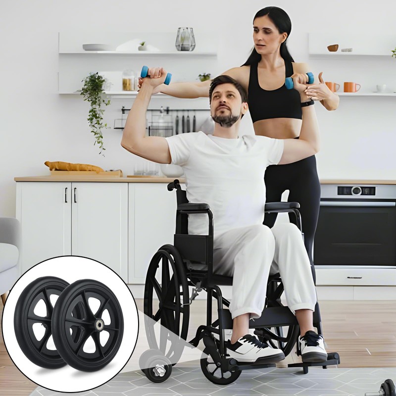 MUXHEL 2 Pcs Walker Wheels Replacement, 8 Inch Solid Wheelchair