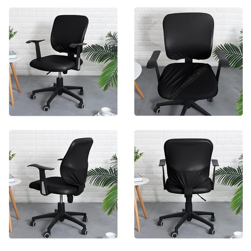 Shukii Waterproof Office Desk Chair Cover PU Leather Chair Seat