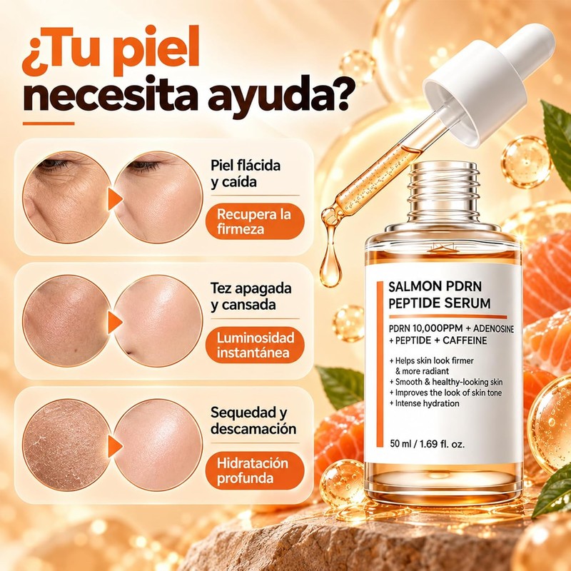 Sérum Facial Salmón PDRN Peptide,Reducir las líneas finas