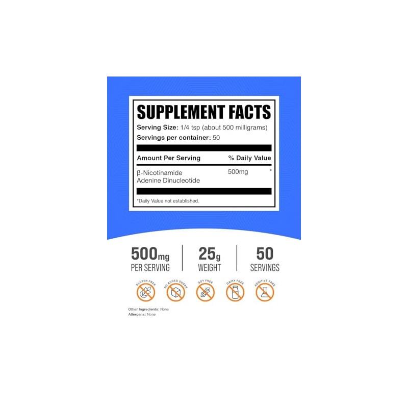BulkSupplements- “.com NAD en Polvo Nicotinamida Adenina Dinucleótido, Suplemento NAD
