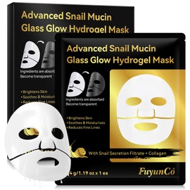Advanced Snail Mucin Glass Glow Hydrogel Face Masks,Snail Mucin Hydrating Face Masks 4pcs,Deep Moisturizing Overnight Face Mask,Rejuvinating Glass Skin Face Mask,Collagen Face mask for Anti Aging