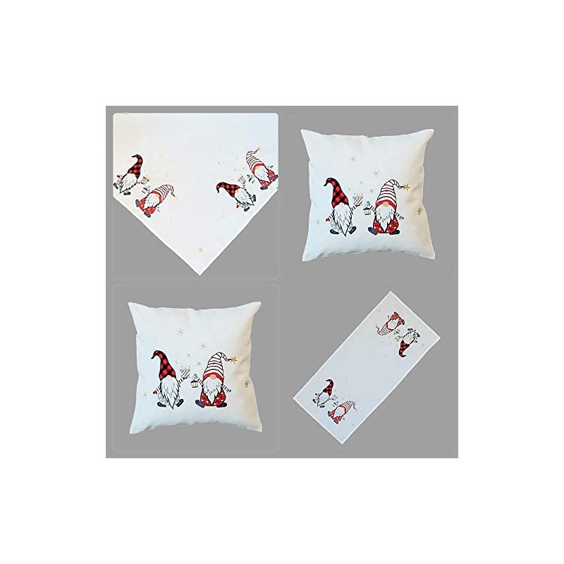 Table Runner Table Cushion Cover Christmas Wool White Embroidered with