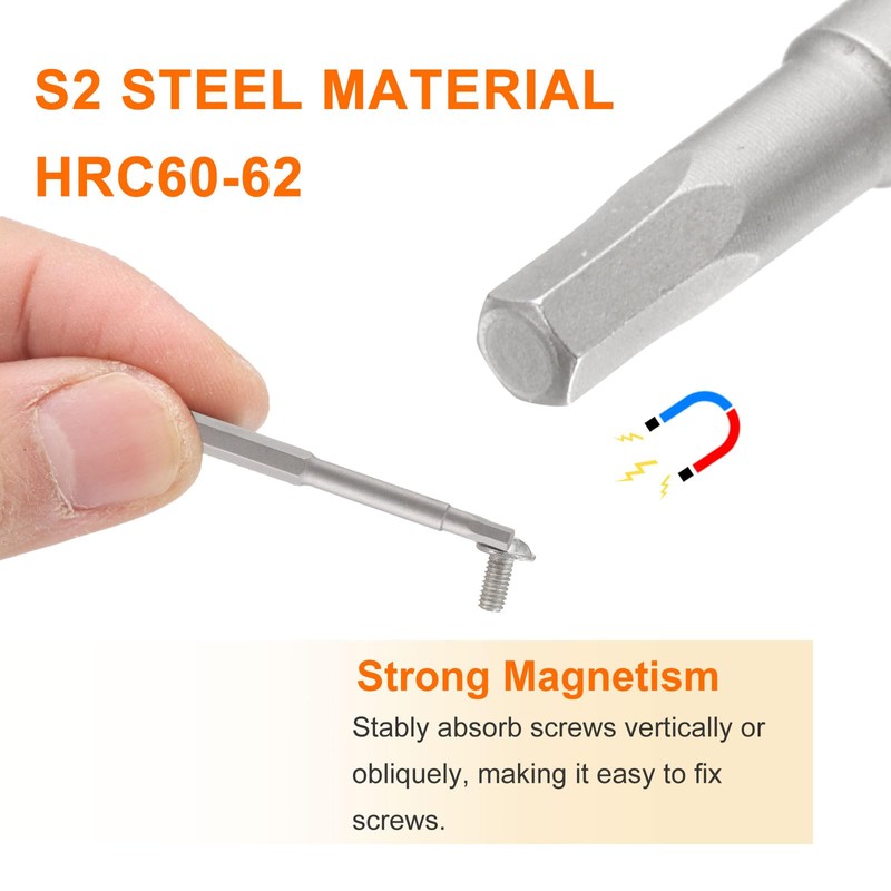HARFINGTON 3pcs H2.0 Hex Screwdriver Bit 5/32" Hex Shank 45mm/1.77"