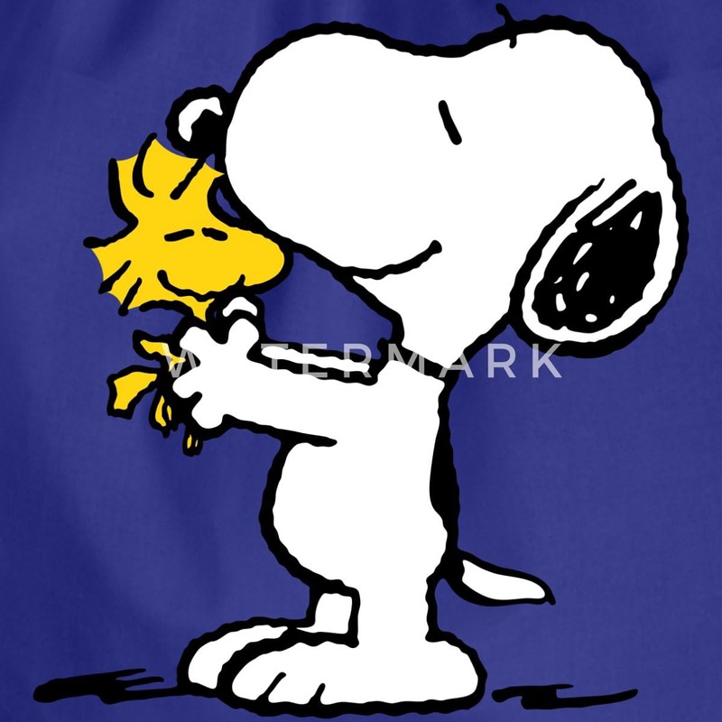 Spreadshirt Peanuts Snoopy and Woodstock Gym Bag, royal