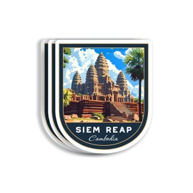 (3 Pcs 3X3) SIEM Reap Cambodia Stickers - SIEM Reap Travel Sticker - Cambodia Travel Gift - SIEM Reap Souvenir - Decals for Luggage - Suitcase - Scrapbook - Laptop - Water Bottle