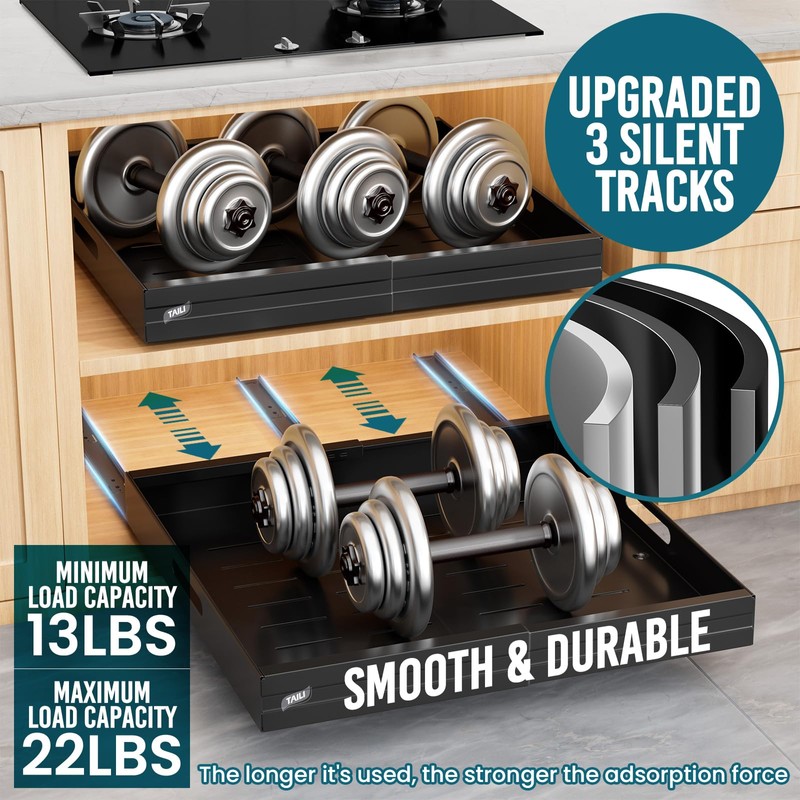 TAILI 2Pack Expandable Pull Out Cabinet Organizer, Adjustable Width 12.05"-20.4",