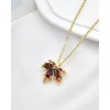 Unbranded Red Maple Leaf In Gold Necklace - Red Amber