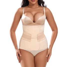 Moolida Abdominal Binder Post Surgery Postpartum Belly Band Belly Wrap Hernia Belt Stomach Compression Wrap C-Section,Nude,L